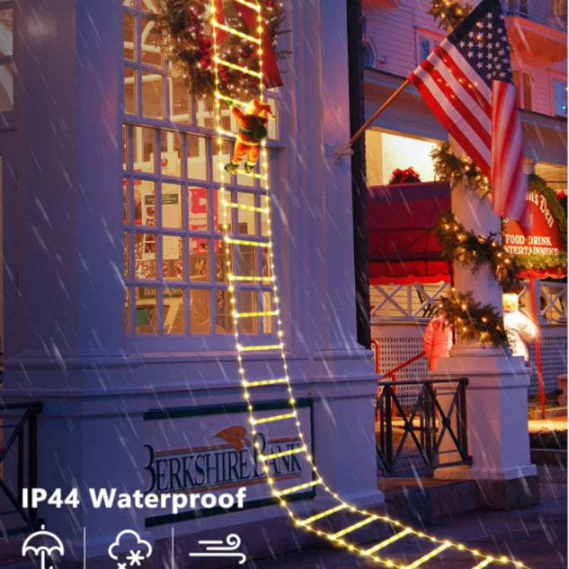 Świecący Mikołaj na Drabinie LED – Efektowna Ozdoba Świąteczna